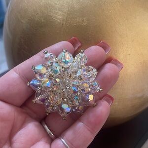 Crystal and beats brooch